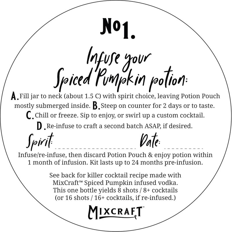 MixCraft Spirit Infusion Kit - Premium Craft Cocktail & Mocktail Mixer, Glass Bottle, Collapsible Funnel, Flavor Pouch & Recipe, Spiced Pumpkin - Image 4